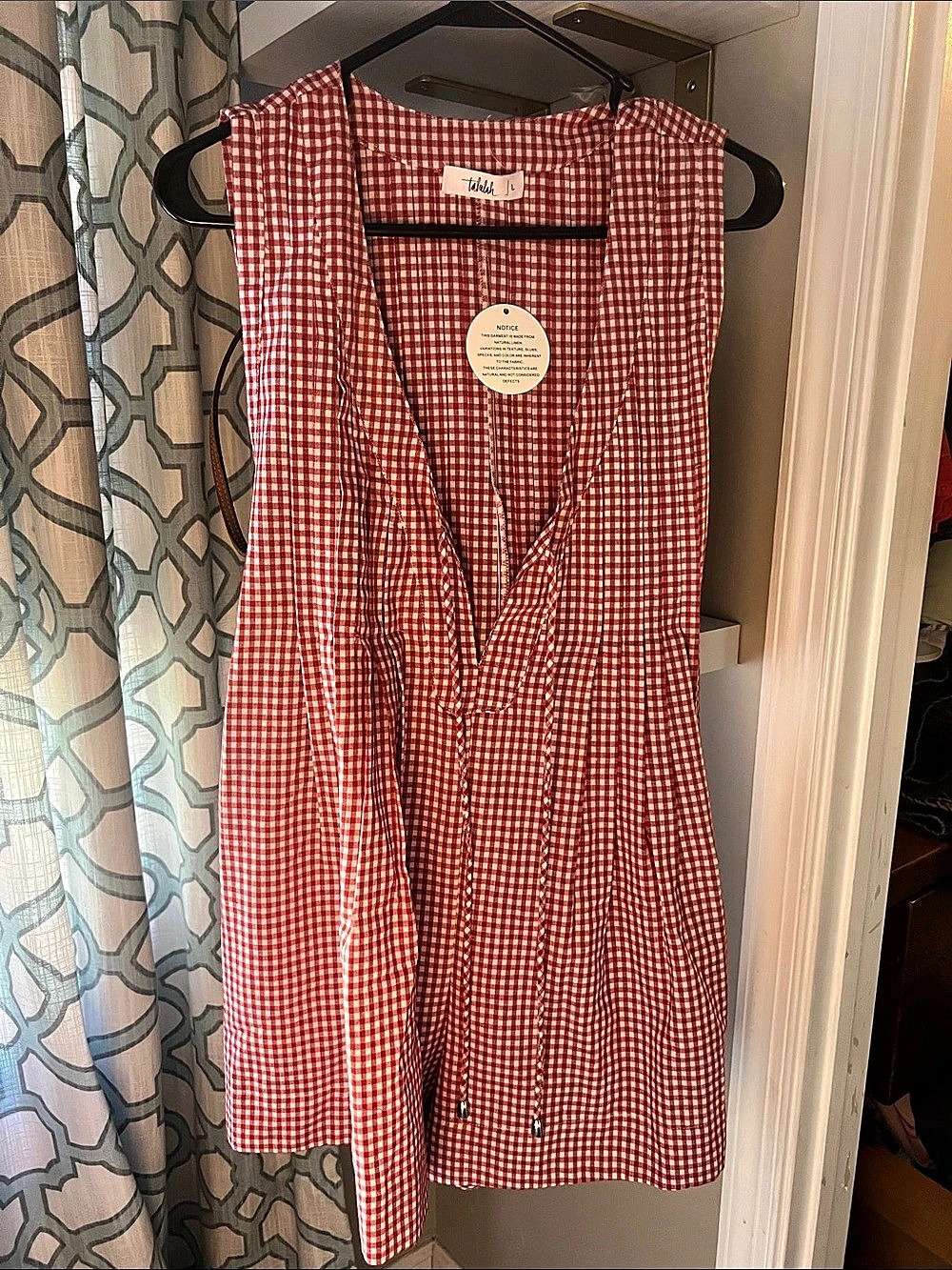 Talulah Gingham Mini Dress in Red & White Size Large